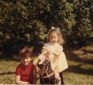 With my brother Tony and my new Steiff pony